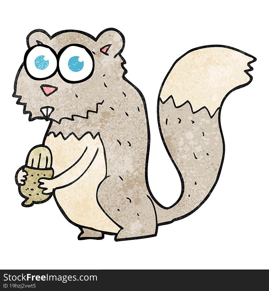 freehand drawn texture cartoon angry squirrel with nut