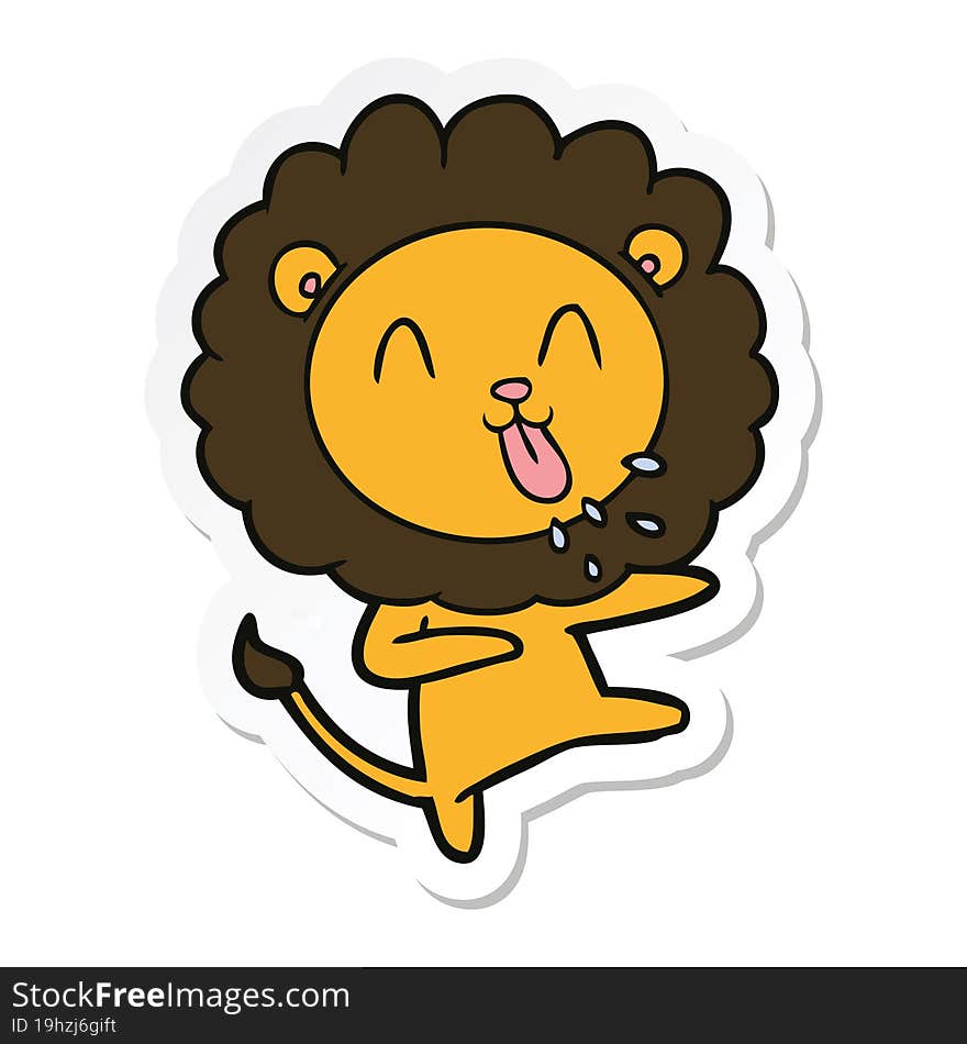 sticker of a happy cartoon lion