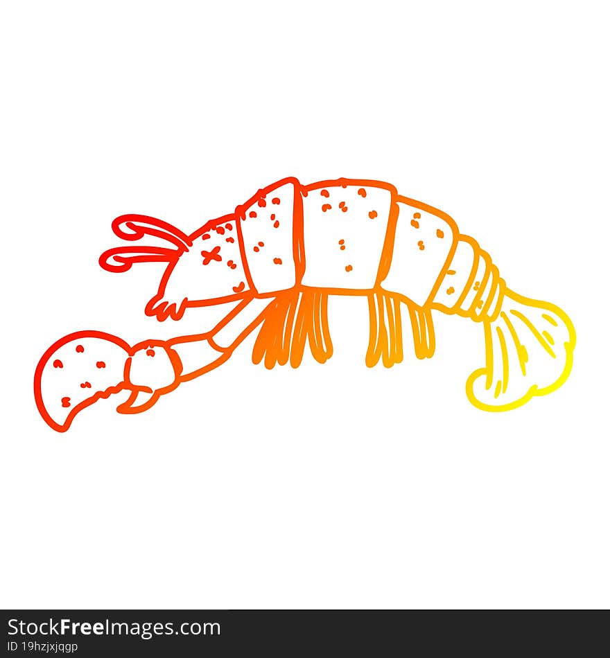 Warm Gradient Line Drawing Cartoon Lobster