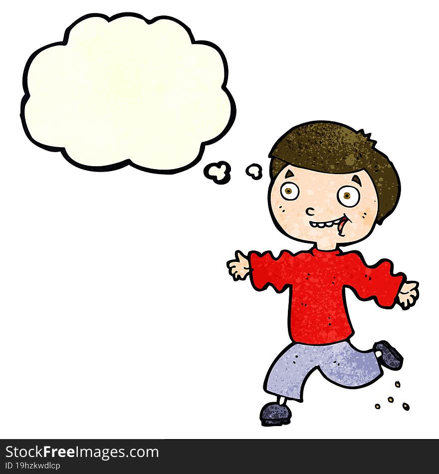 Cartoon Excited Boy With Thought Bubble