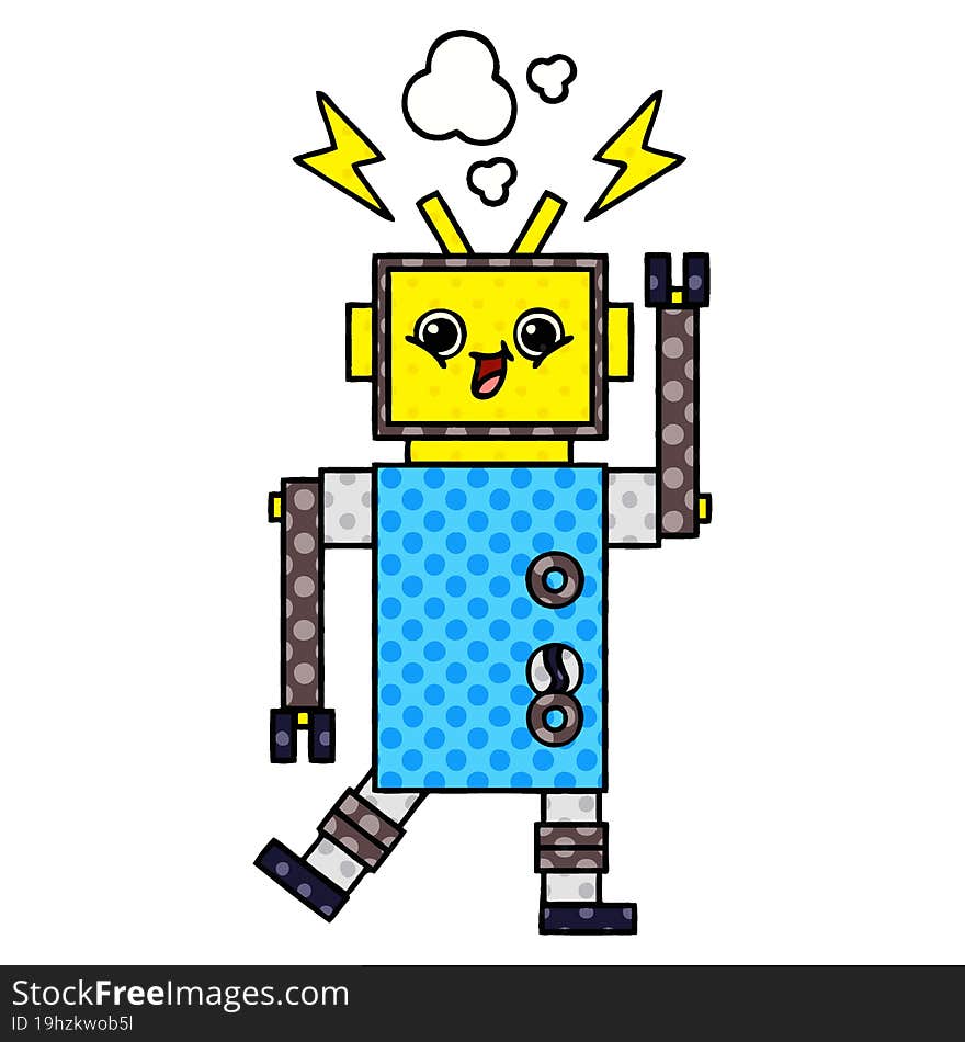 Comic Book Style Cartoon Robot