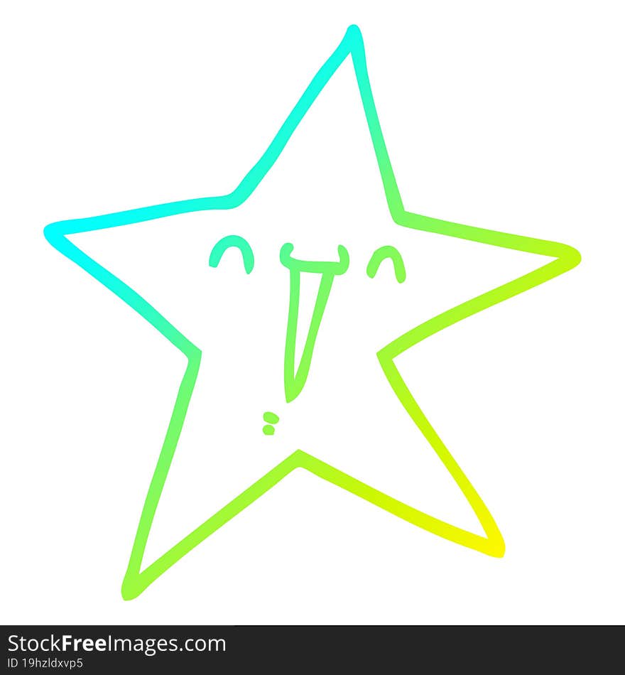 cold gradient line drawing happy cartoon star