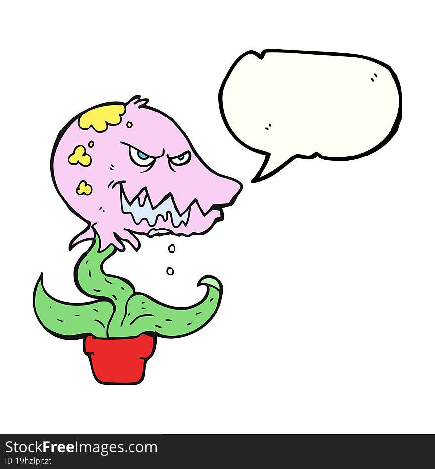 speech bubble cartoon monster plant