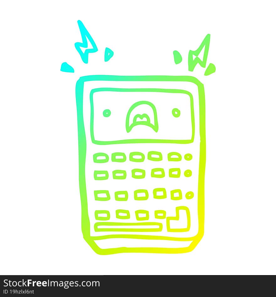 Cold Gradient Line Drawing Cartoon Calculator