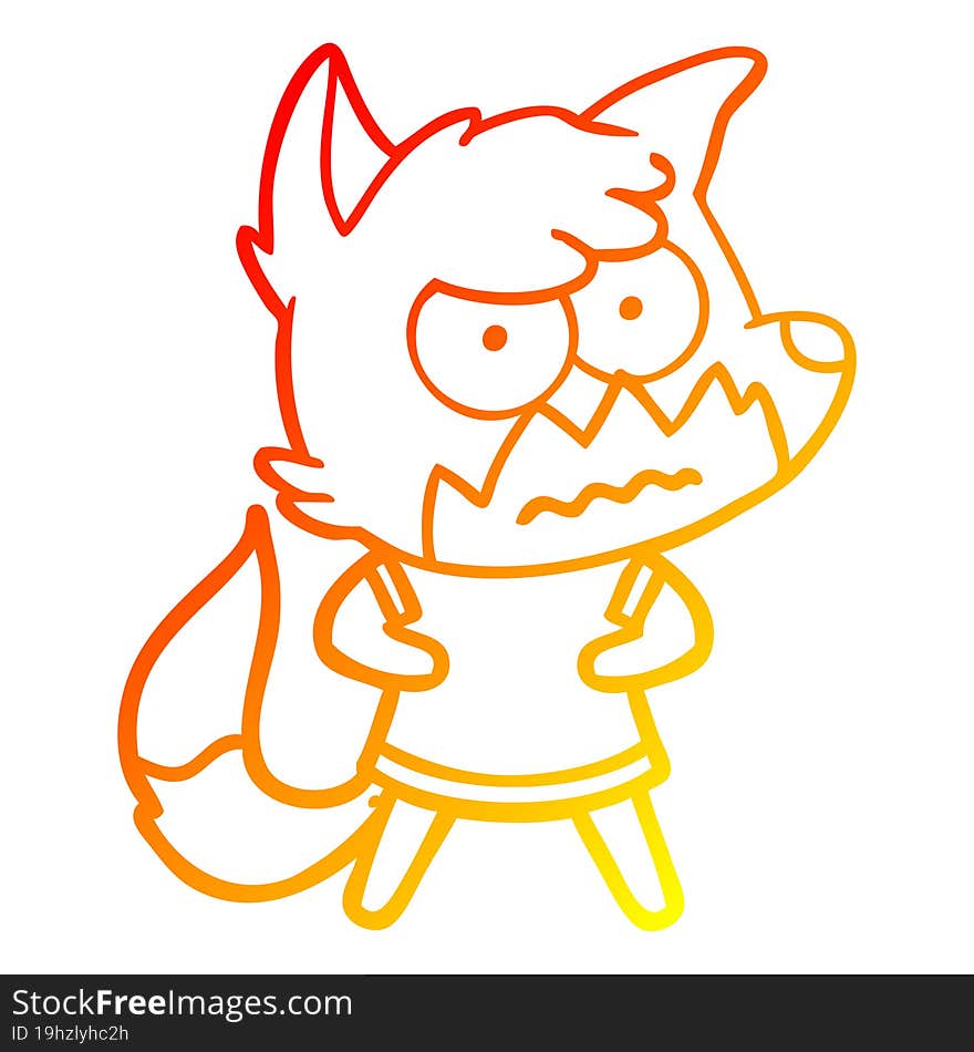 warm gradient line drawing cartoon annoyed fox