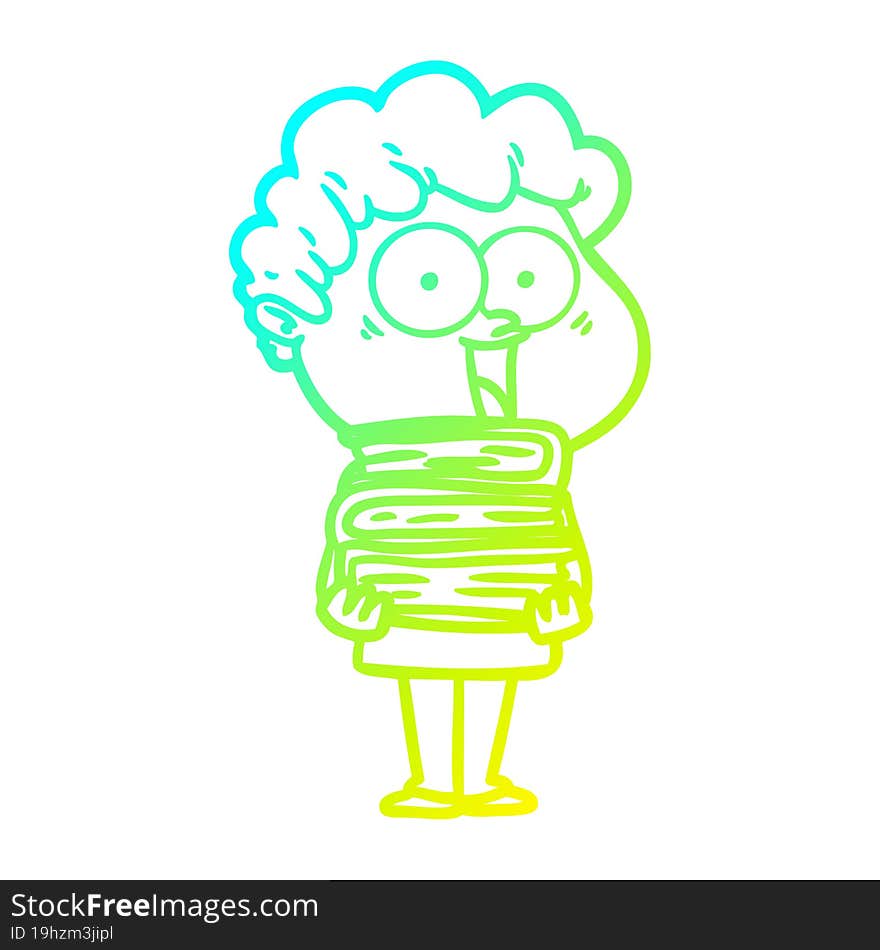 cold gradient line drawing cartoon happy man