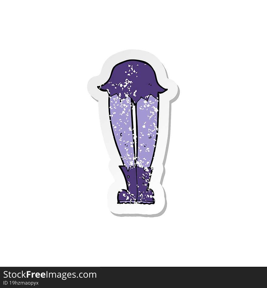 Retro Distressed Sticker Of A Cartoon Vampire Legs