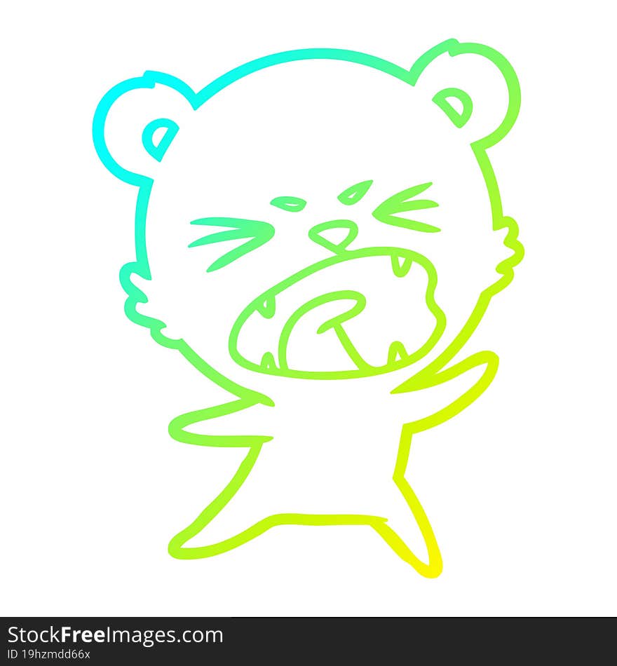 cold gradient line drawing angry cartoon bear