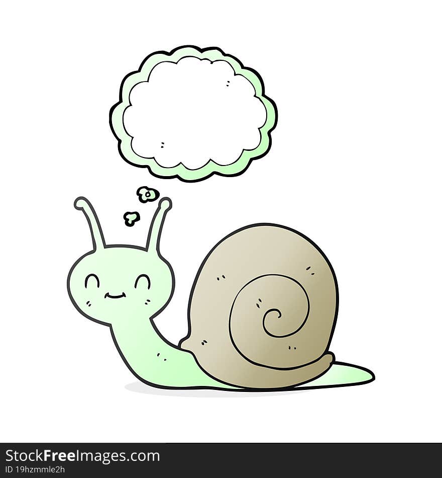 freehand drawn thought bubble cartoon cute snail