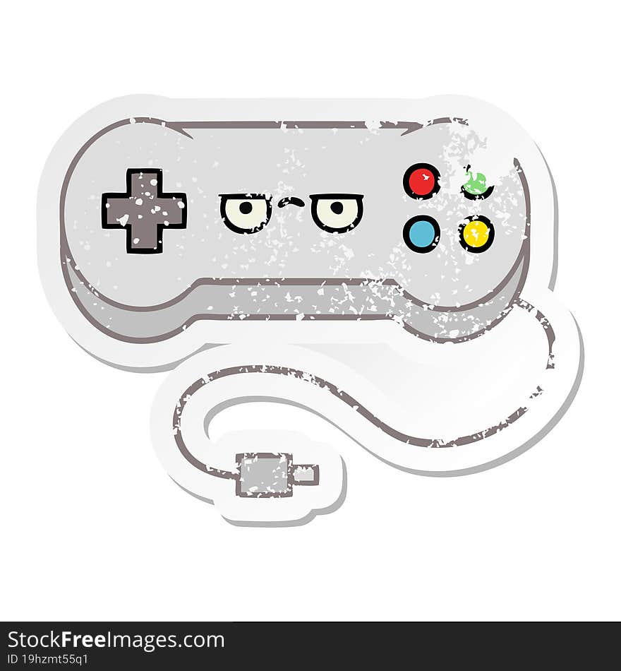 distressed sticker of a cute cartoon game controller