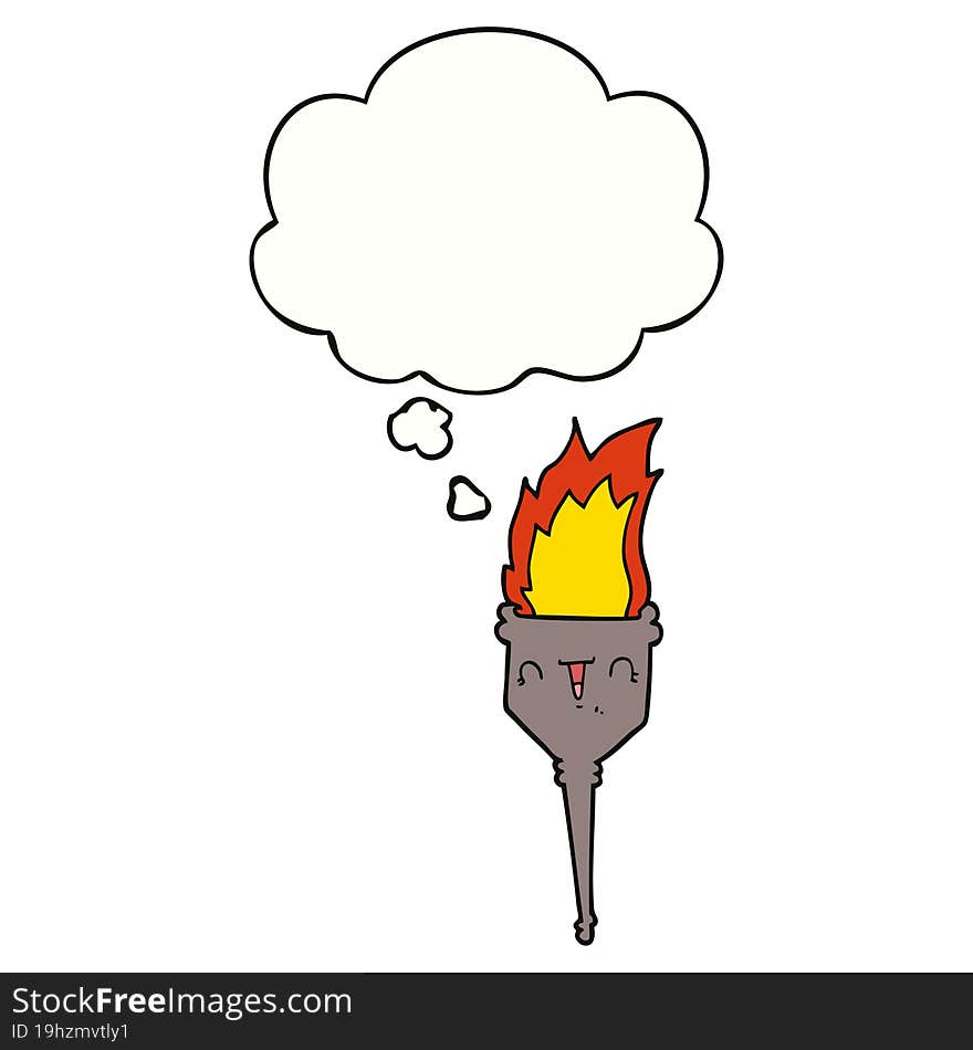 cartoon flaming chalice and thought bubble