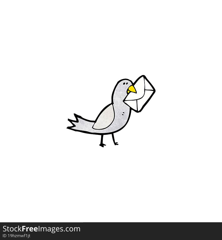 Cartoon Pigeon With Envelope