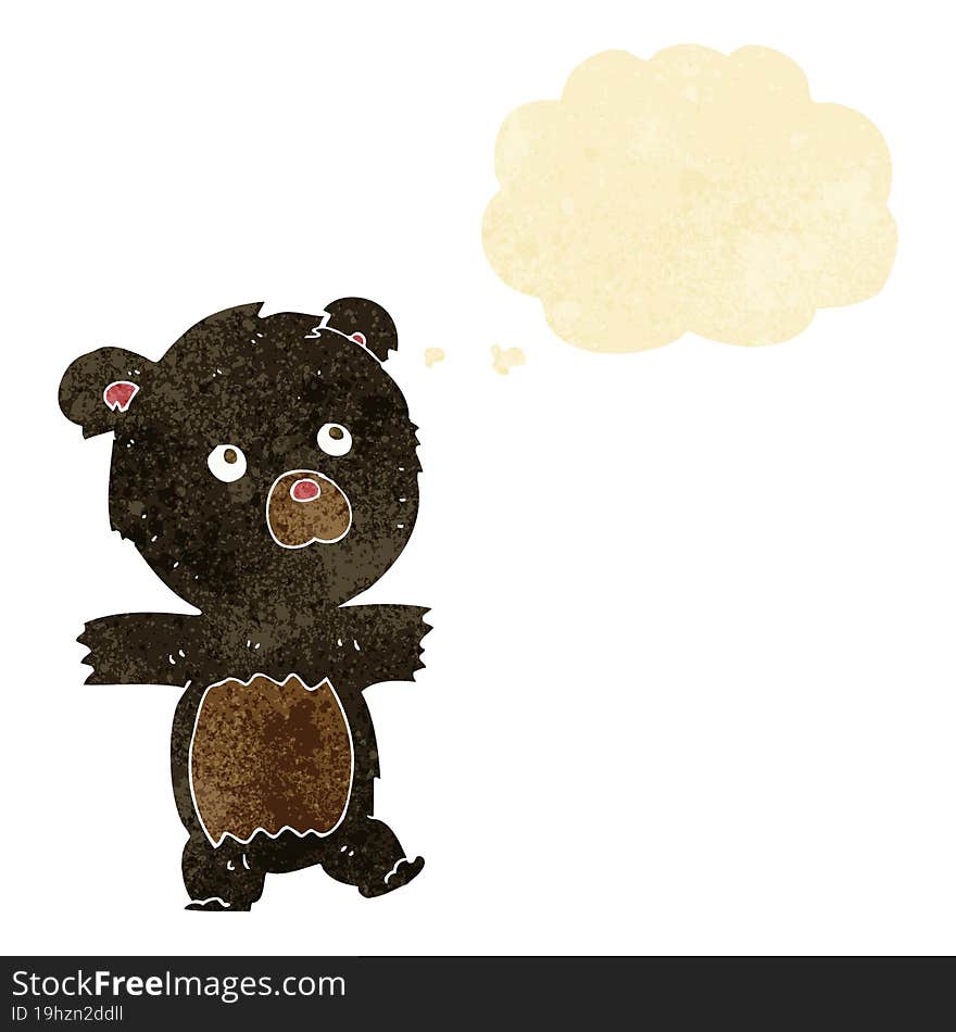 cartoon cute black bear with thought bubble