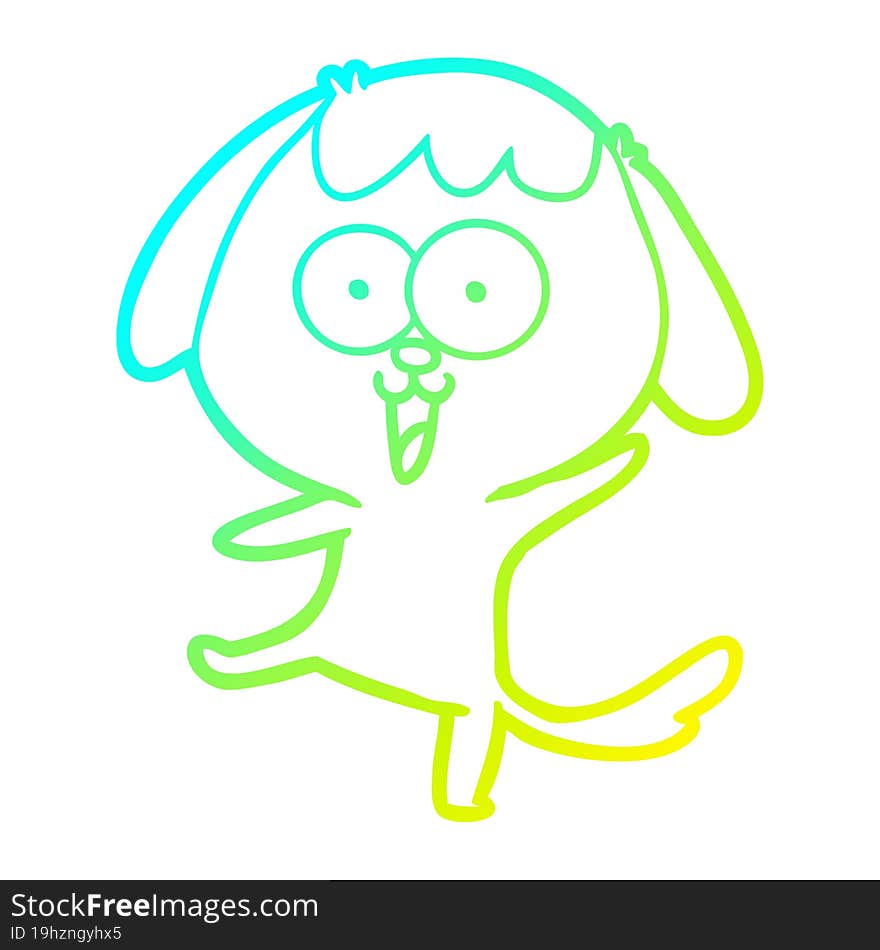 cold gradient line drawing of a cute cartoon dog