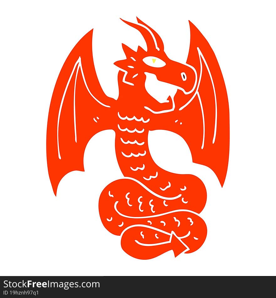 Flat Color Illustration Cartoon Dragon