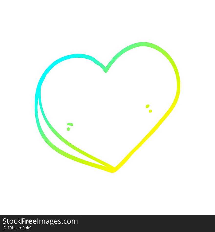 cold gradient line drawing cartoon love heart