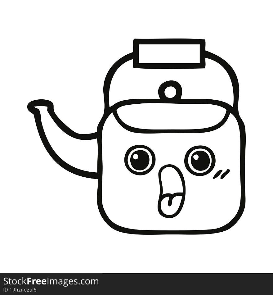 line drawing cartoon kettle