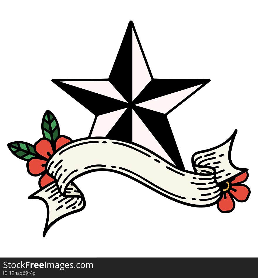 Tattoo With Banner Of A Star