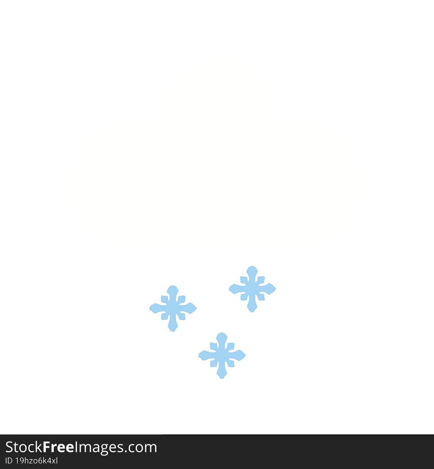 flat color retro cartoon snow cloud