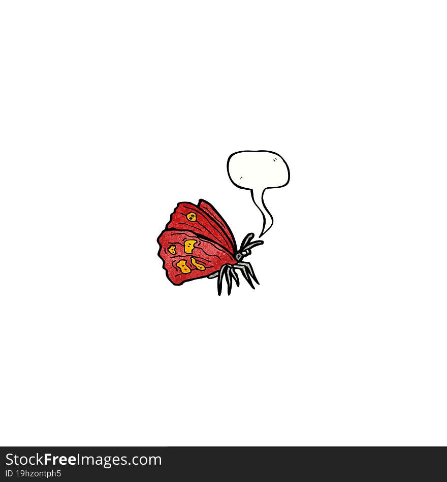 butterfly with speech bubble cartoon