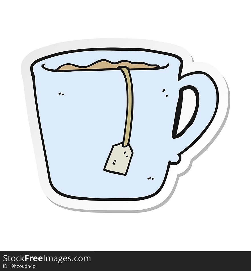 sticker of a cartoon mug of tea