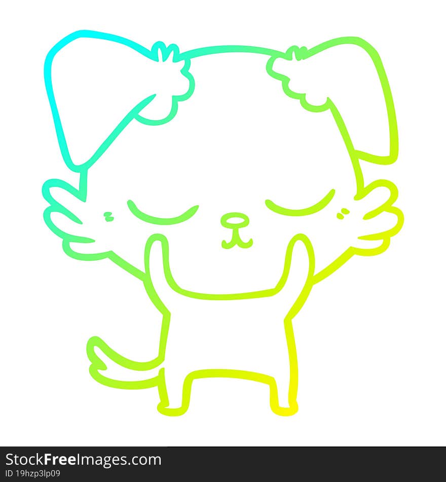 cold gradient line drawing of a cute cartoon dog