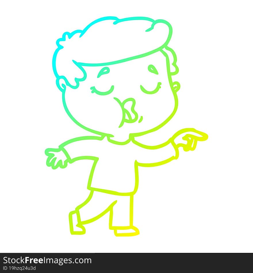 cold gradient line drawing cartoon man talking