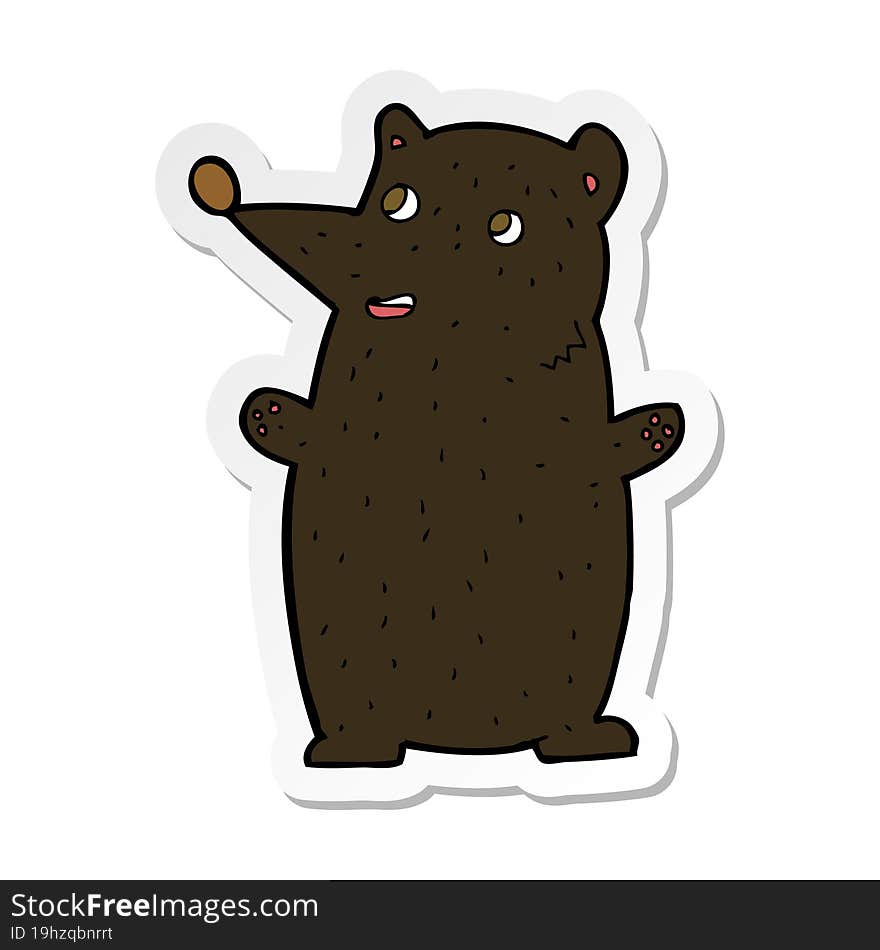 sticker of a funny cartoon black bear