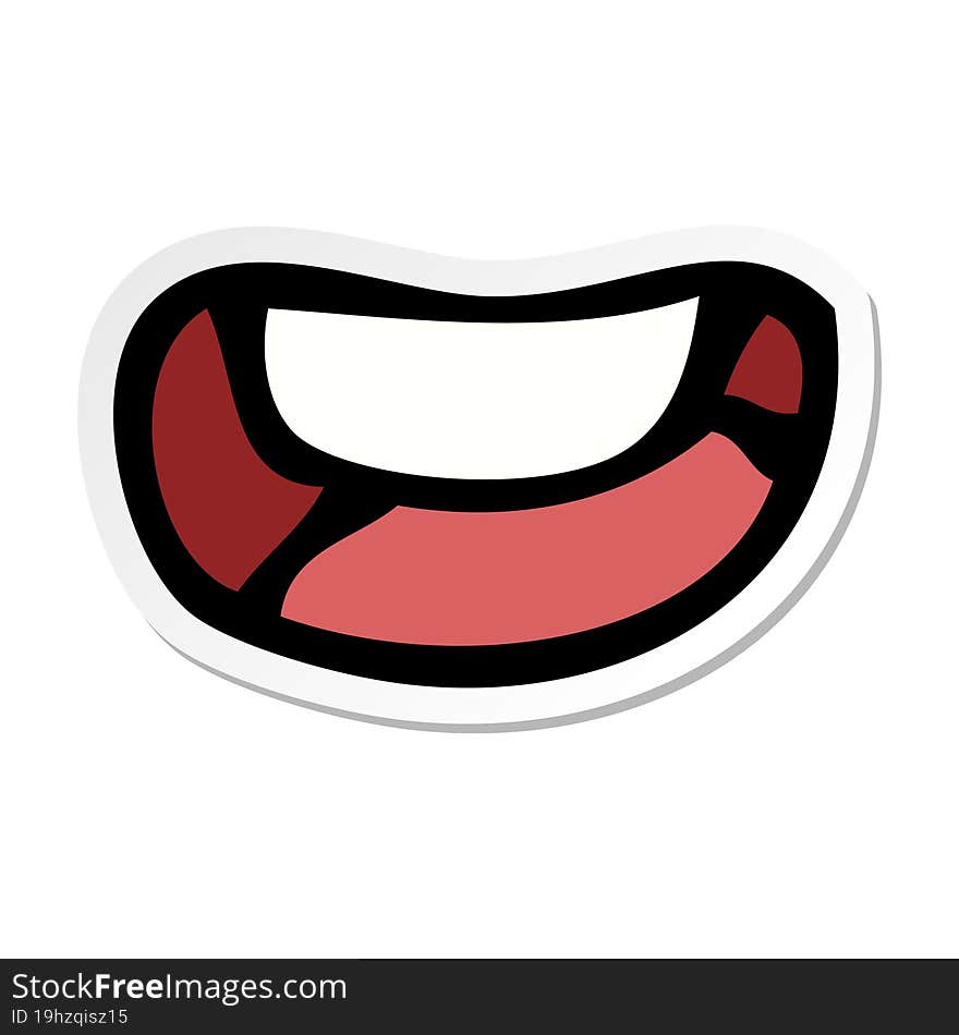 Sticker Of A Cartoon Happy Mouth