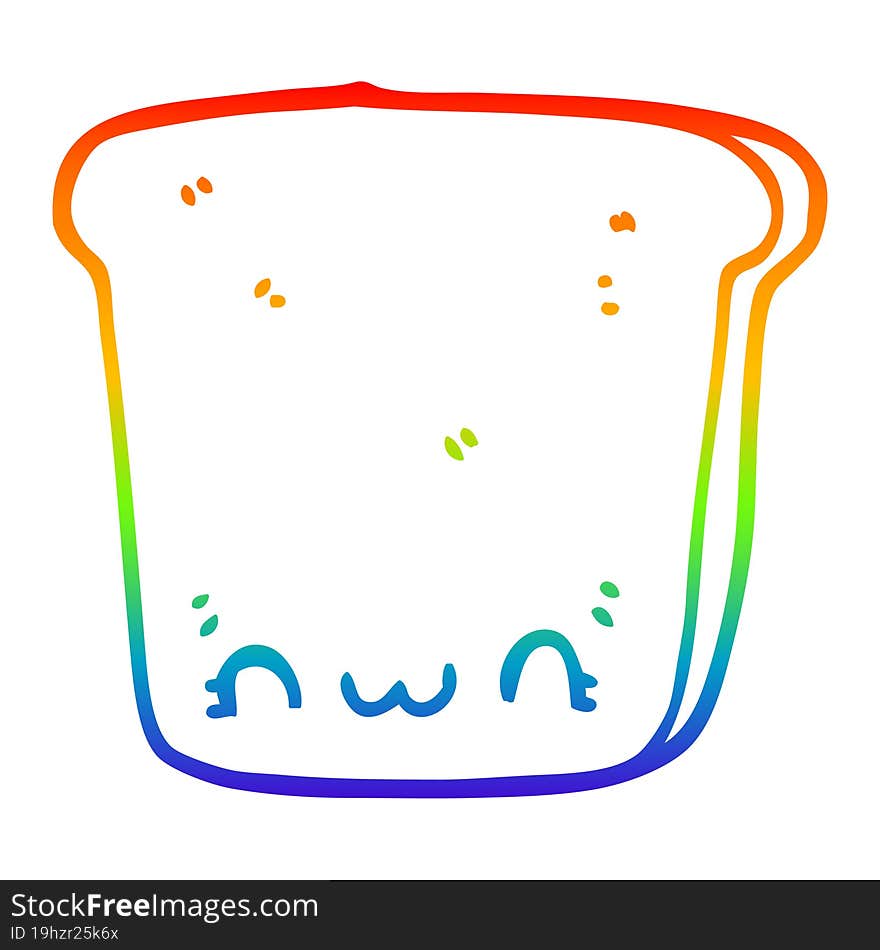 Rainbow Gradient Line Drawing Cartoon Slice Of Bread