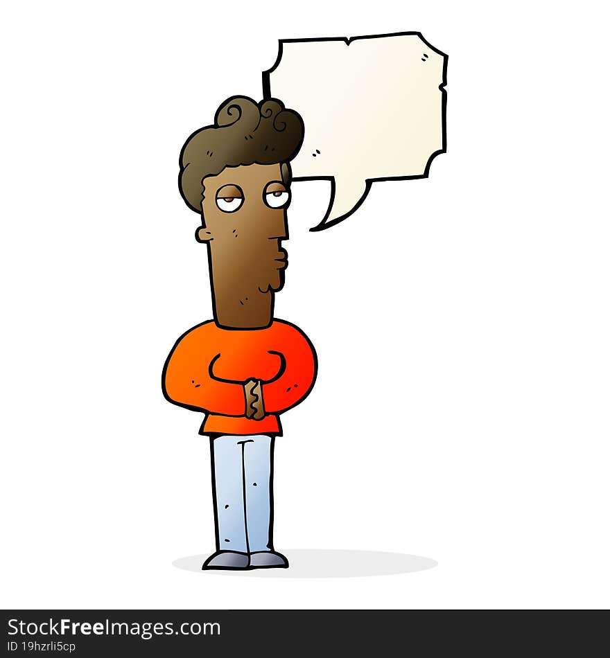 cartoon arrogant man with speech bubble