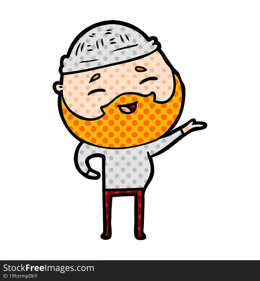 cartoon happy bearded man. cartoon happy bearded man