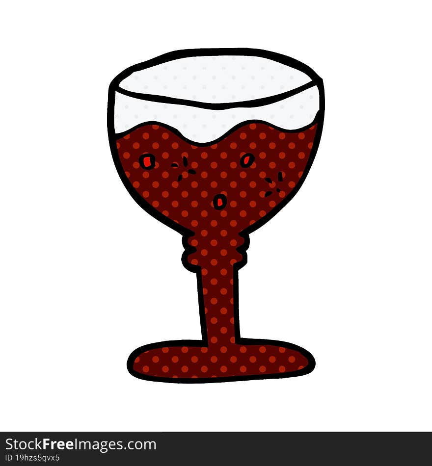 Cartoon Doodle Glass Of Red Wine