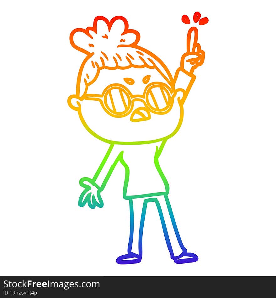 rainbow gradient line drawing cartoon annoyed woman