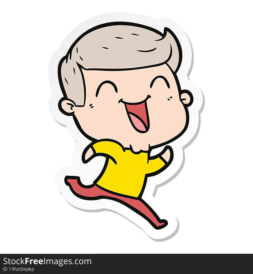 sticker of a cartoon man laughing