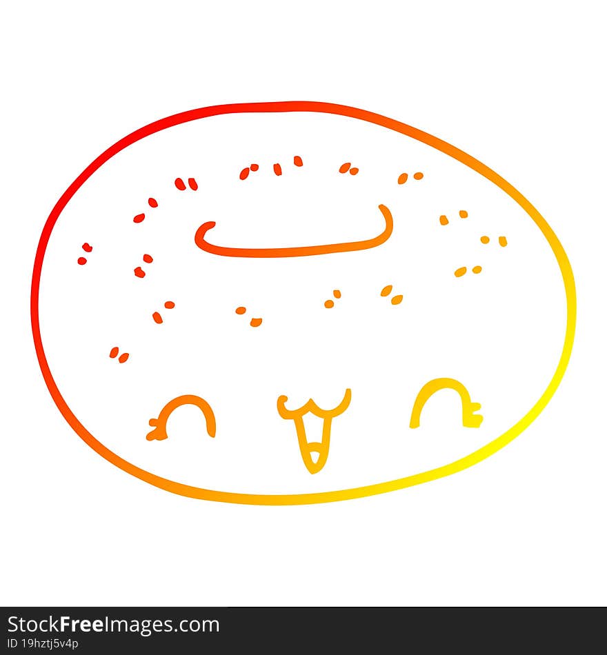 warm gradient line drawing cute cartoon donut