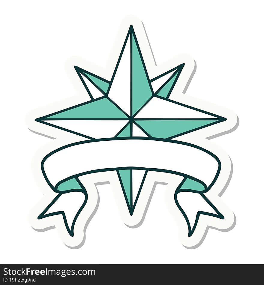 tattoo sticker with banner of a star