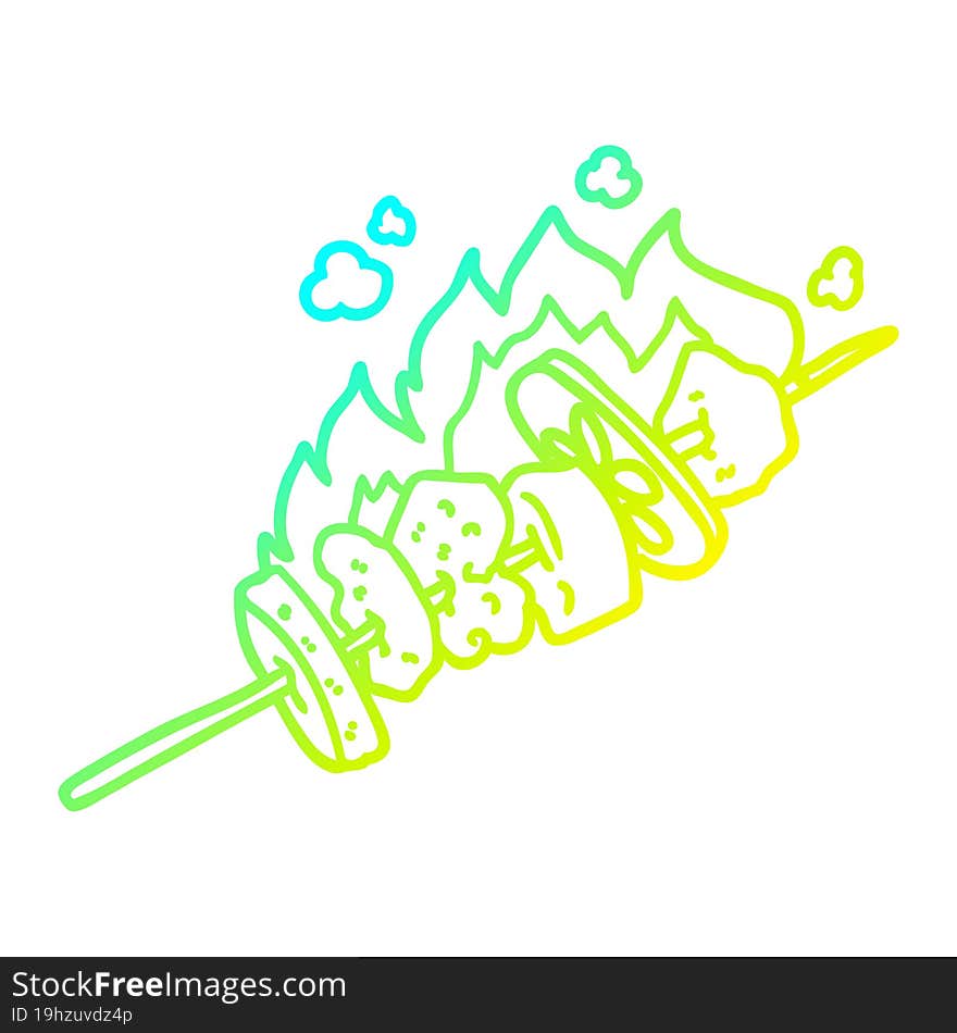 Cold Gradient Line Drawing Cartoon Kebab Sticks