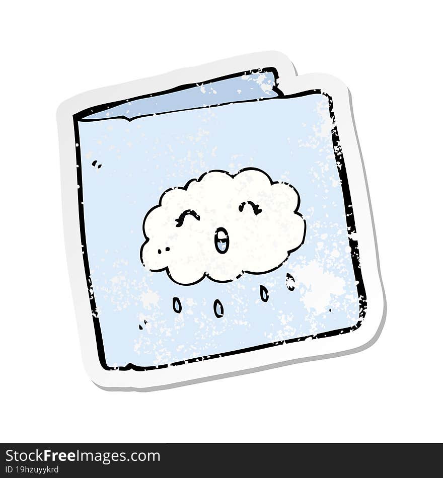 Retro Distressed Sticker Of A Cartoon Card With Cloud Pattern