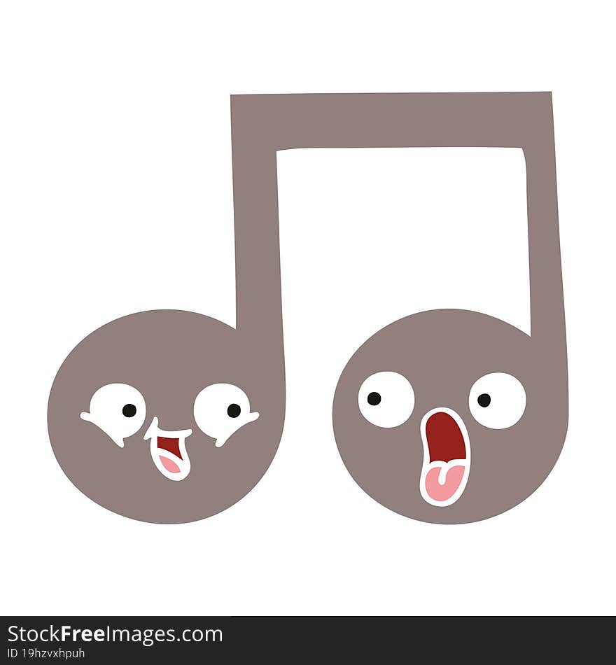 flat color retro cartoon musical note