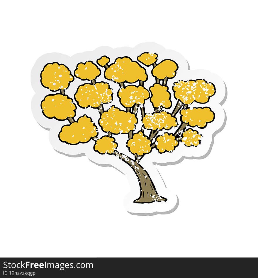 retro distressed sticker of a cartoon tree