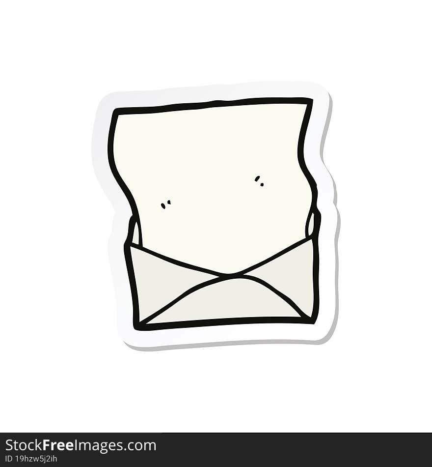 Sticker Of A Cartoon Letter And Envelope