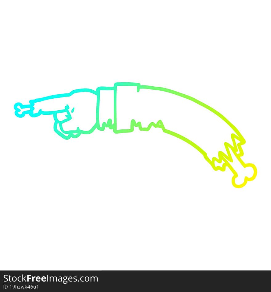 cold gradient line drawing cartoon pointing zombie hand