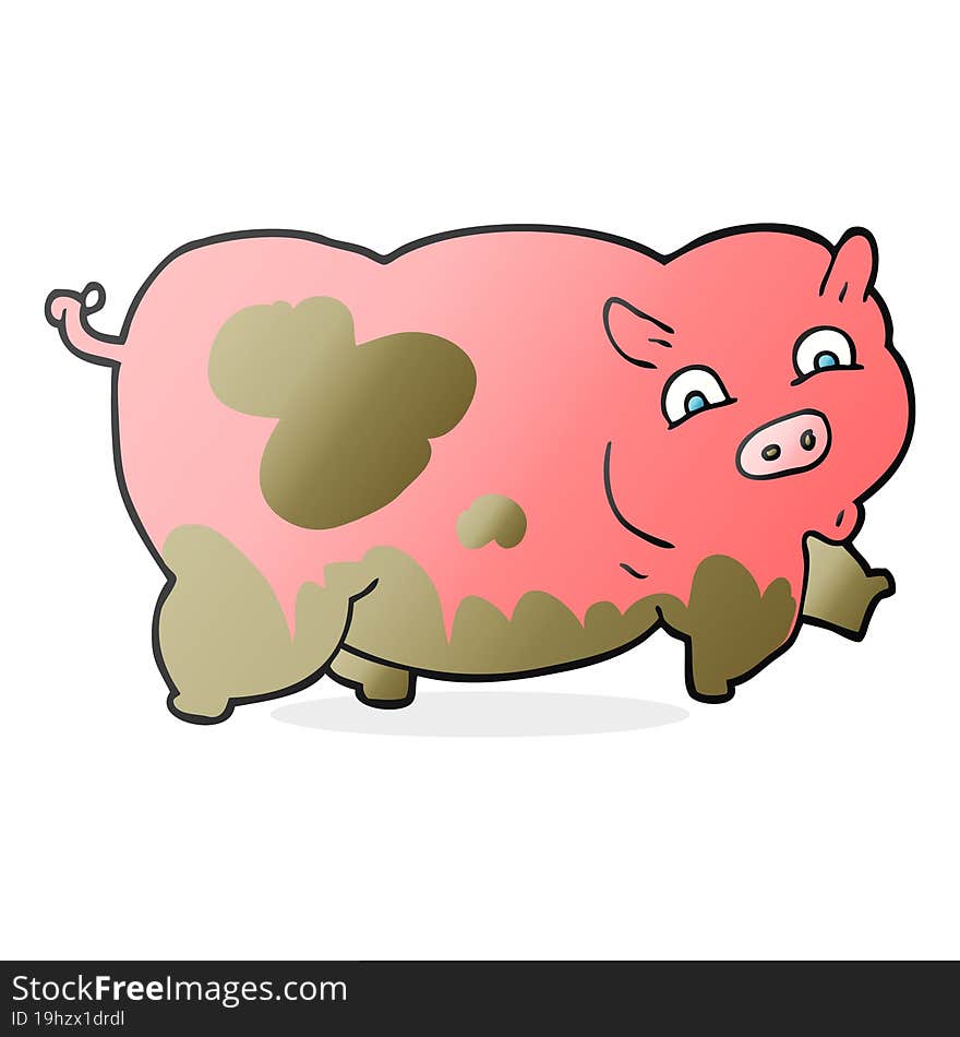 freehand drawn cartoon pig