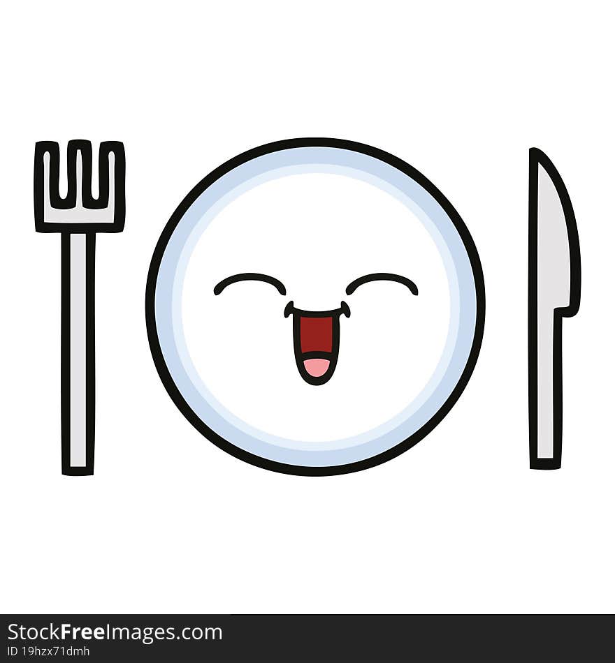 cute cartoon of a dinner plate. cute cartoon of a dinner plate