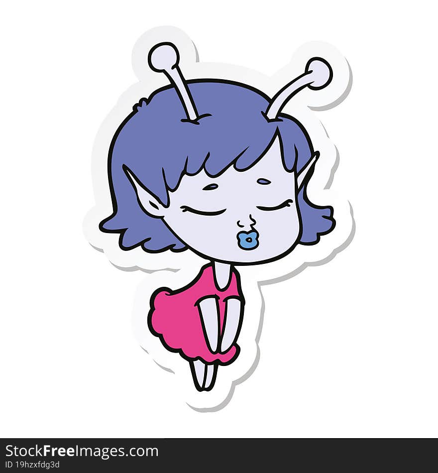 sticker of a cute alien girl cartoon