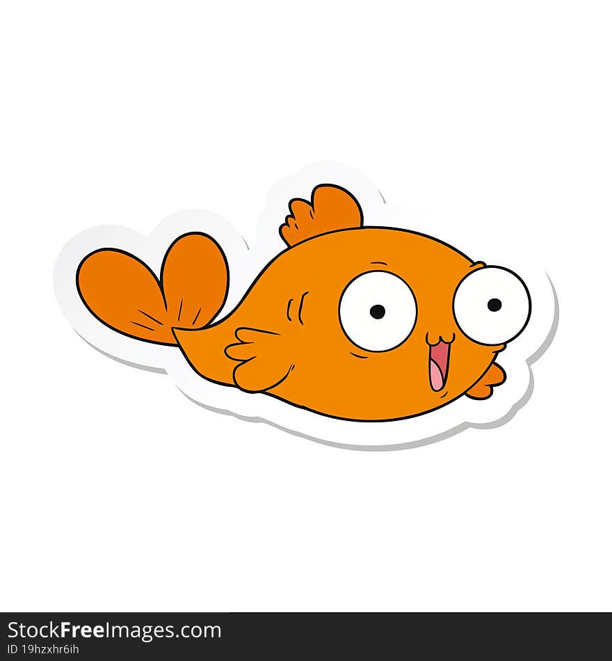 sticker of a happy goldfish cartoon