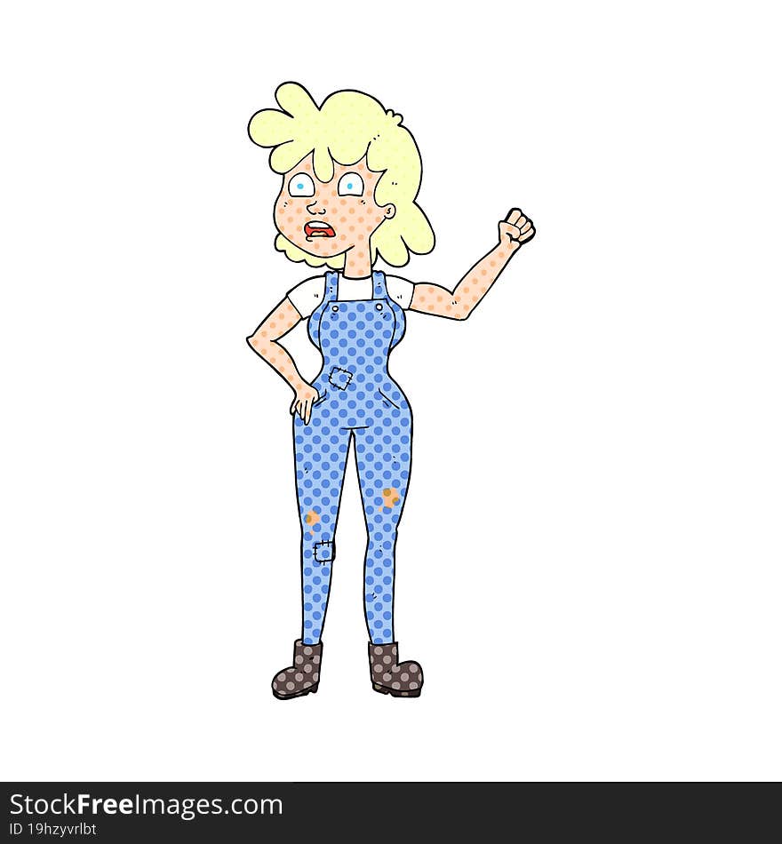 Cartoon Woman Shaking Fist