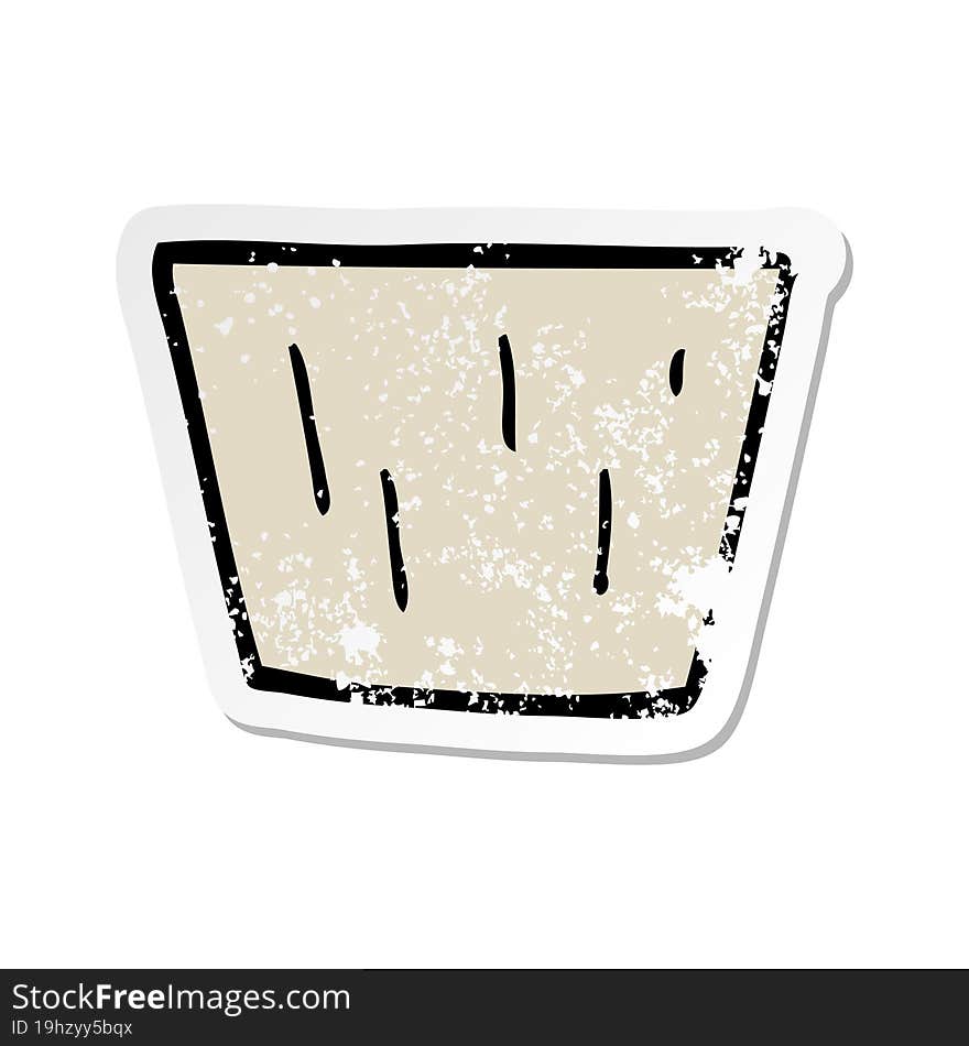 Distressed Sticker Of A Cartoon Muffin Pot