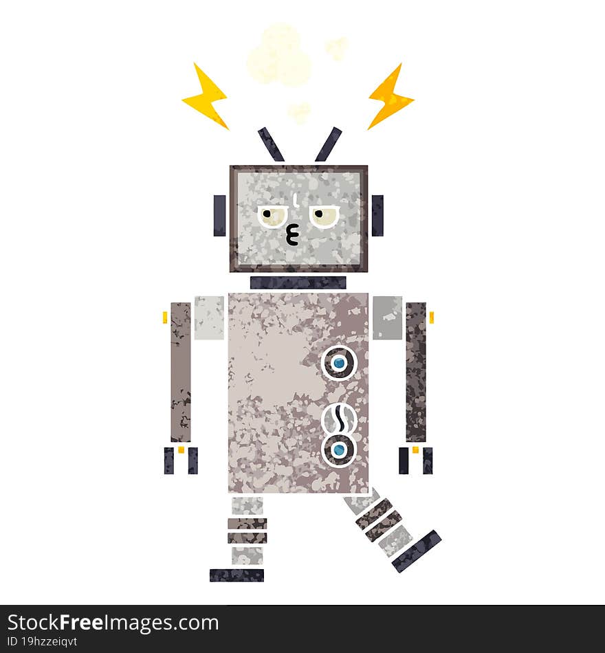 Retro Illustration Style Cartoon Robot